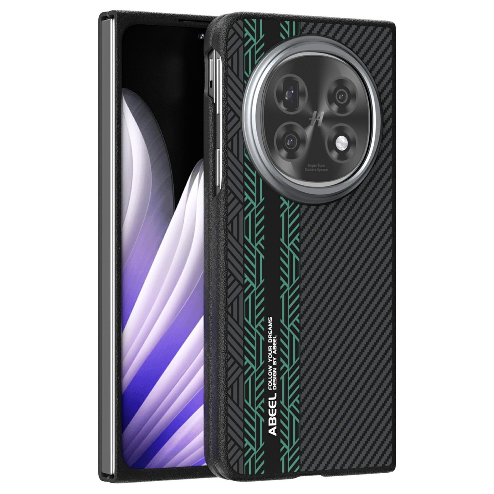 

ABEEL For Oppo Find N5 5G Case PC+TPU+Aluminum Alloy+PU Leather Phone Cover Compatible with MagSafe Texture 2