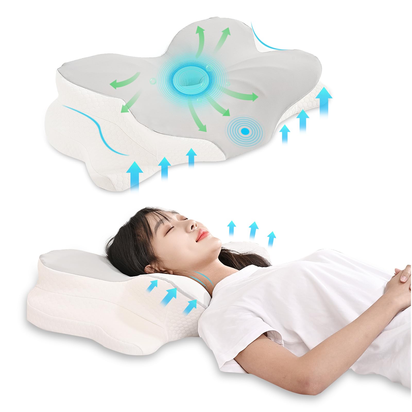 

Snoring Prevention Pillow, Prevents Snoring, Prevents Sleep Apnea, and Promotes Restful Sleep. Memory Foam Pillow with a Concave Hollow Design for
