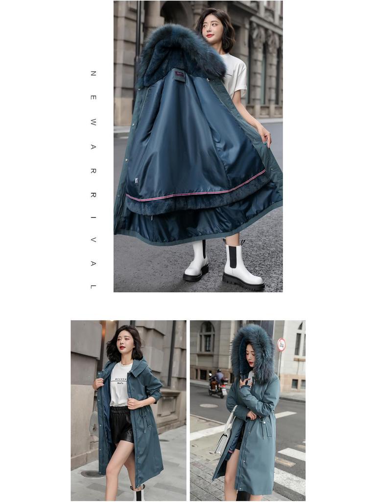 Women's Mid-Length Cotton Coat, 2024 Winter Loose Korean Style Jacket with Thick Velvet Lining and Detachable Parka
