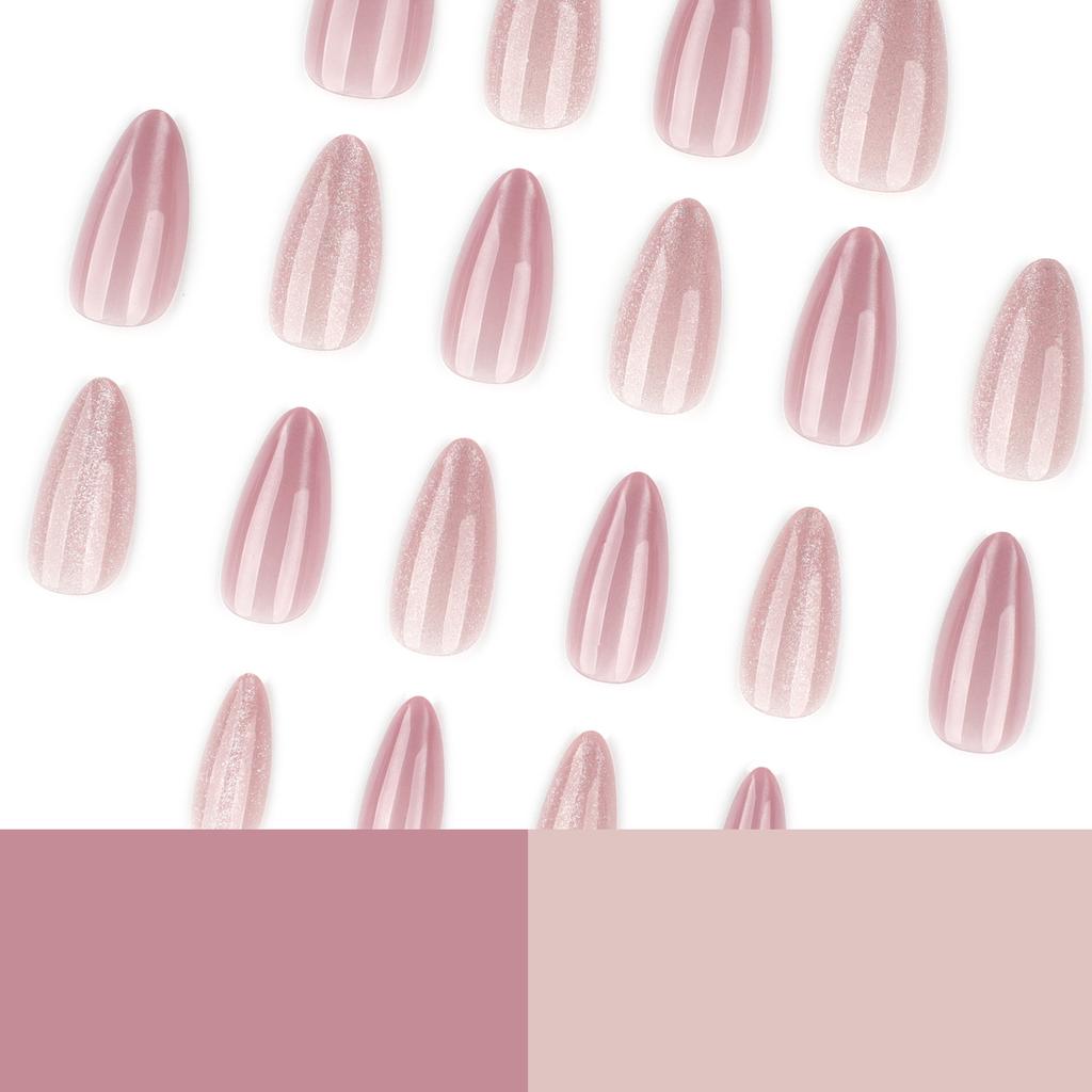 Naked pink cat's eye wearing nail art, simple hot-selling wearing nail piece, almond nail fake nail piece