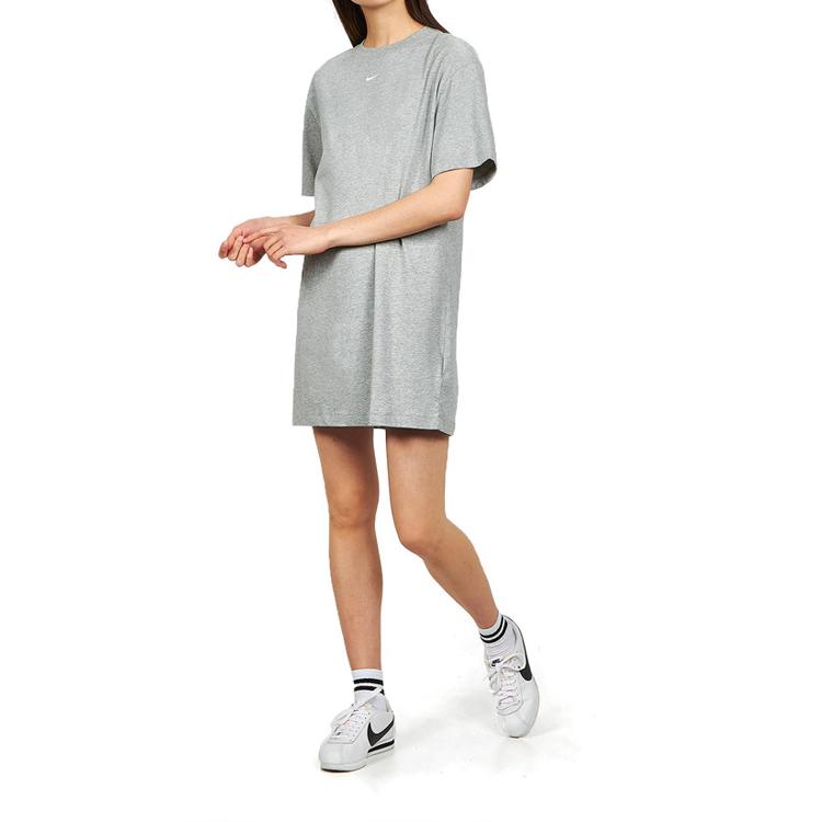 Nike Embroidered Swoosh Logo Short Sleeve Dress Women Dress Grey CJ2242-063