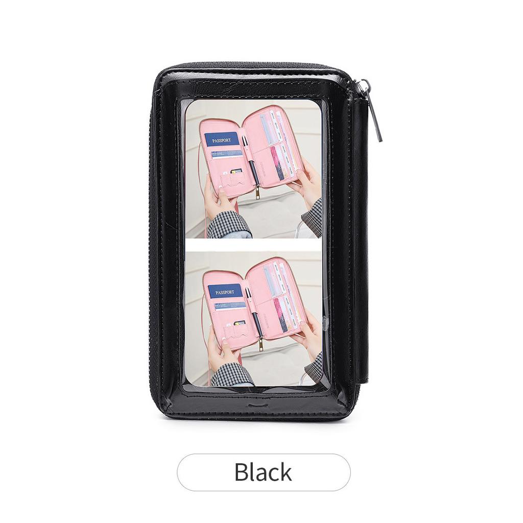 New Touch Screen Mobile Phone Bag Multi-function Passport Wallet Certificate Storage Bag Women's Versatile Messenger Bag