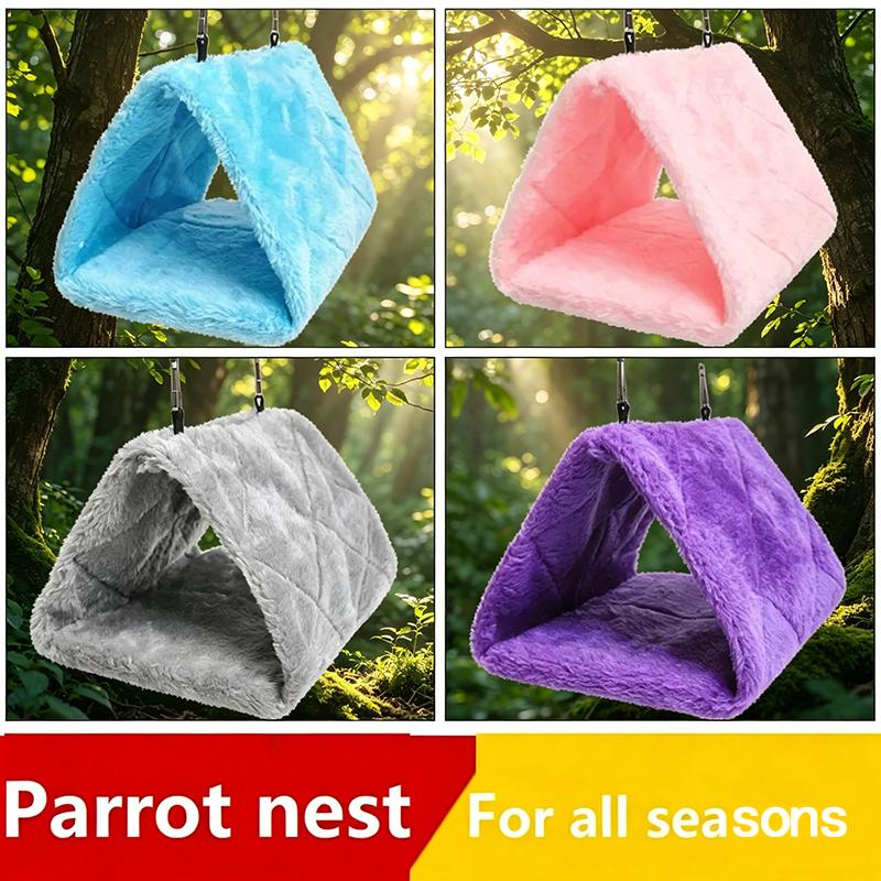 Bird Bed Winter Pet Bird Parrot Cages Warm Plush Hammock Hut Tent Bed Hanging Cave for Sleeping and Hatching Bird Accessories