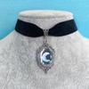 Gothic Black Velvet Necklace With Moon Pendant For Women And Men
