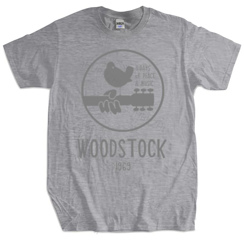 New Fashion Tshirt Cotton Tees Woodstock 1969 Vintage T Shirt Men Music Brand Tshirt Men Top Tees