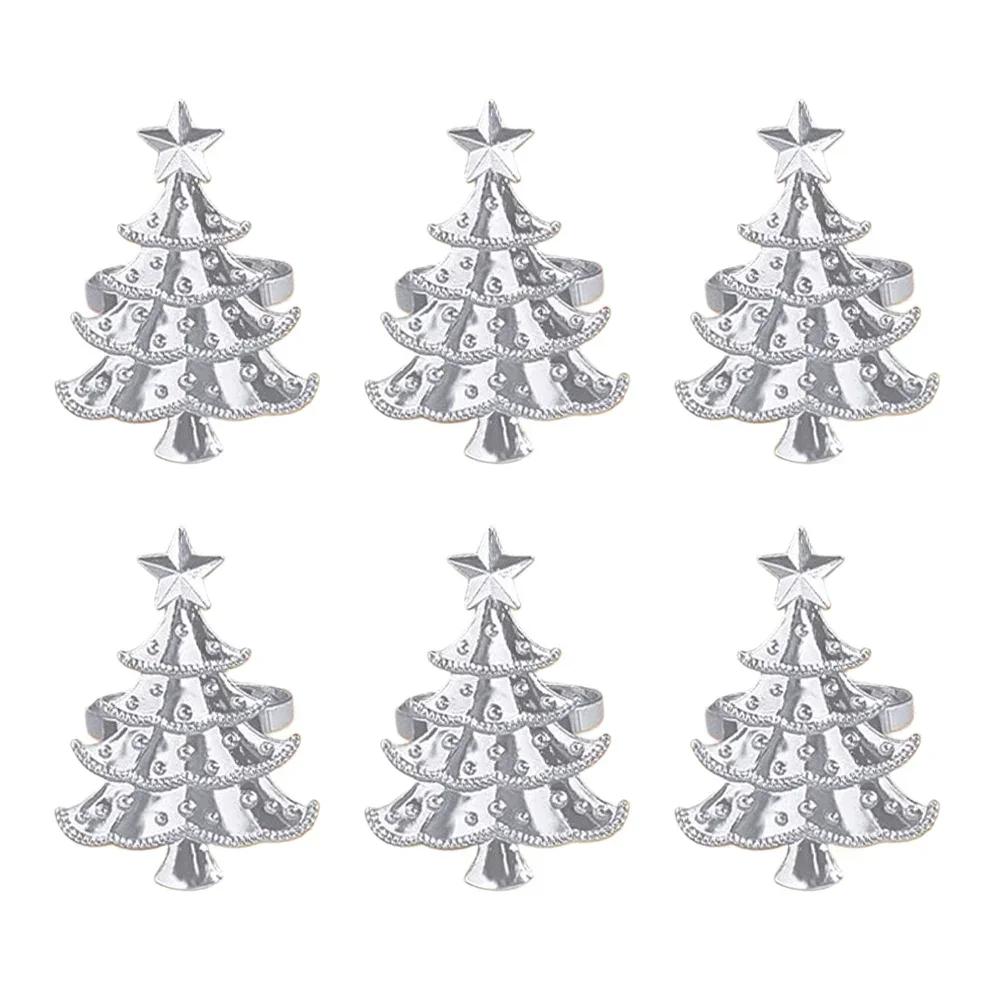 6 Alloy Christmas Napkin Rings with Festive Design Suitable for Wedding Tables Restaurant Decoration and Holiday Use