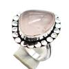 Rose Quartz Ethnic Handmade Ring Jewelry US Size-8 R 5503