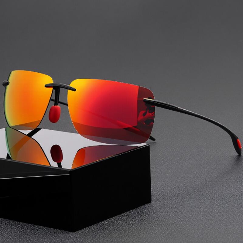 Men's Polarized Ultra Lightweight TR90 Square Frameless Sunglasses For Men Women Outdoor Driving Fishing Uv400 Sun Shade Glasses