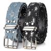 European and American hollow-out punk casual women's belt, fashionable star-shaped air-eye decoration, cloth art denim waistband