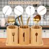 3 Pcs Bamboo Utensil Holder with Tray Cutlery Containers Drying Rack Kitchen Knife Spoon Fork Storage Tableware Organizer