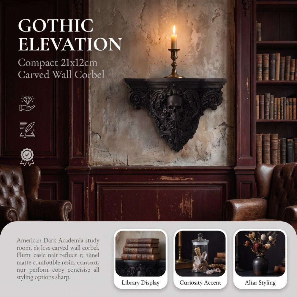 Halloween-Totenkopf-Wandhalterung im Vintage-Stil, Regal, Gotische Kunst, Totenkopf-Wandregal, Wohnzimmer