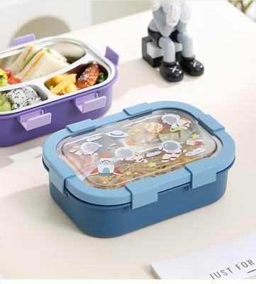 304 Stal Nierdzewna Dziecięcy Kreskówkowy Bento Lunch Box Przenośny z Przegródkami Duża Pojemność Szczelny Pojemnik na Jedzenie na Piknik Kemping