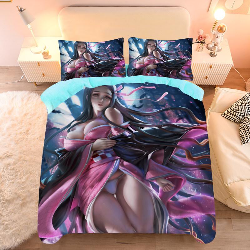 Customized Sexy Anime Pattern Duvet Cover Set Single/twin Size Bedding Set Anime Cartoon Print Quilt Cover Set 3pcs