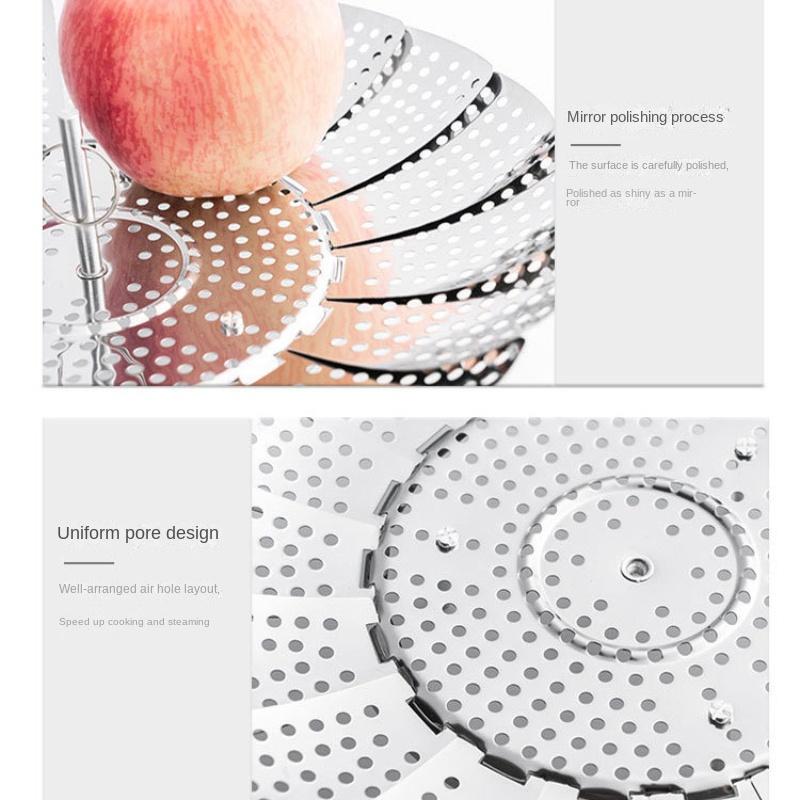 HANYANG Practical Stainless Steel Lotus Adjustable Folding Tray Various Magic Fruit Plate Telescopic Folding Steamer Tray