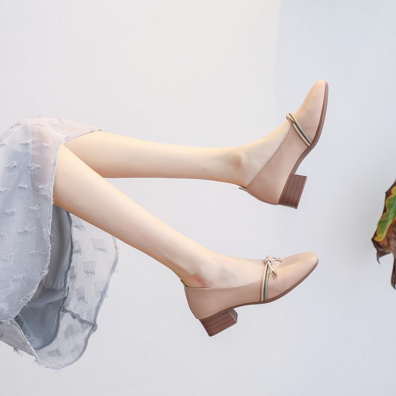 2025 Spring and Autumn New Medium Heel Early Autumn Autumn Shoes Late Evening Gentle Women's Shoes Mary Jane Grandma Shoes