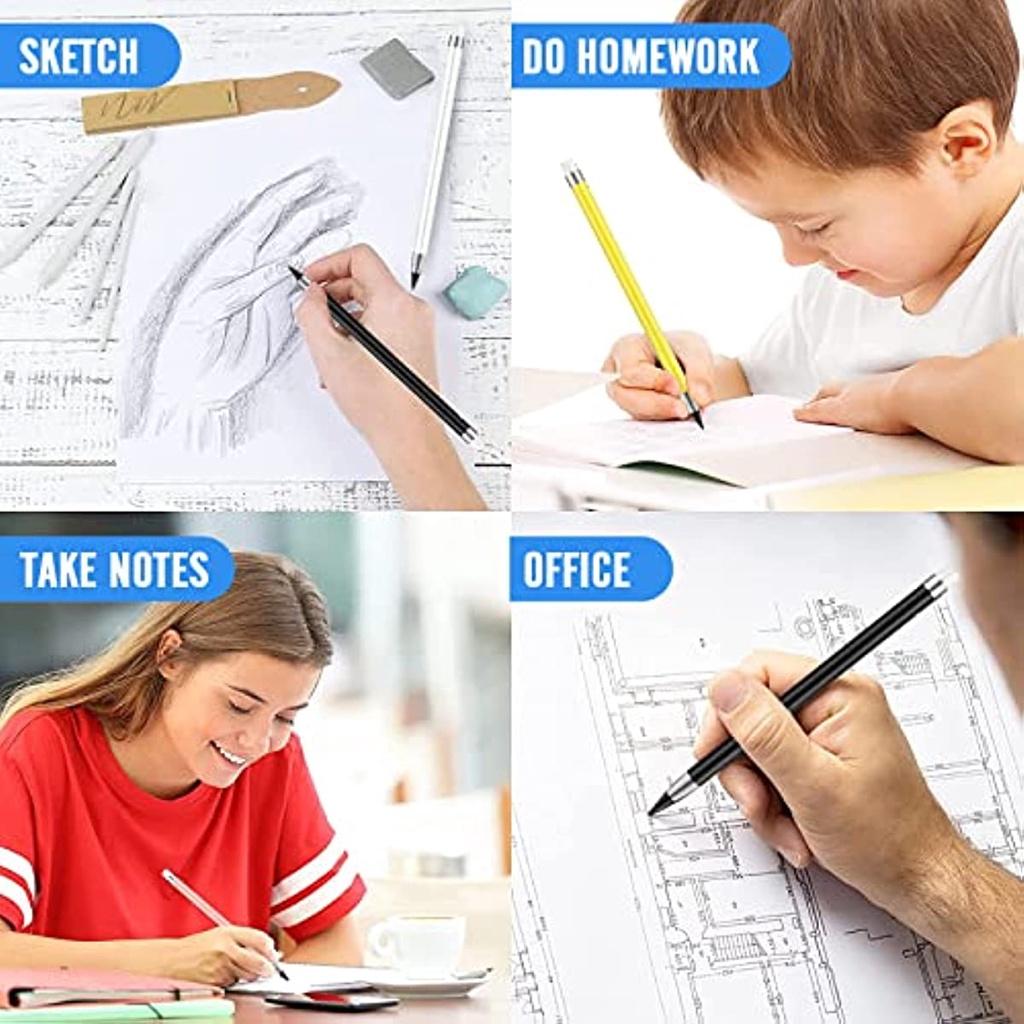 No Ink Sign 6PCS Inkless Pen Eternal Pencil Writing Pencil Infinite Metallic No Ink ...