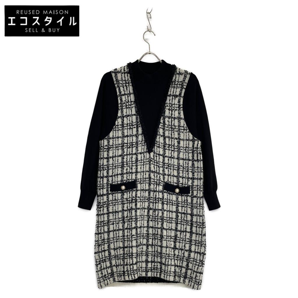 Diagram 22 Year Old White X Black Tweet One Piece Dress 36 Black White TweedUsed