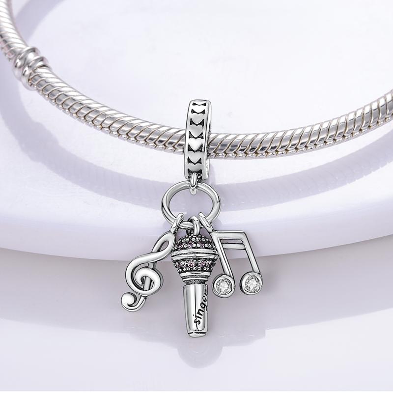 

Charm Bead Components Plata Creative Music Note Microphone Pendant Bead Components Compatible With Authentic Original Bracelets Charm Bead Components