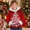 Kids Long Sleeve Christmas Print Casual Fashion Hooded Top