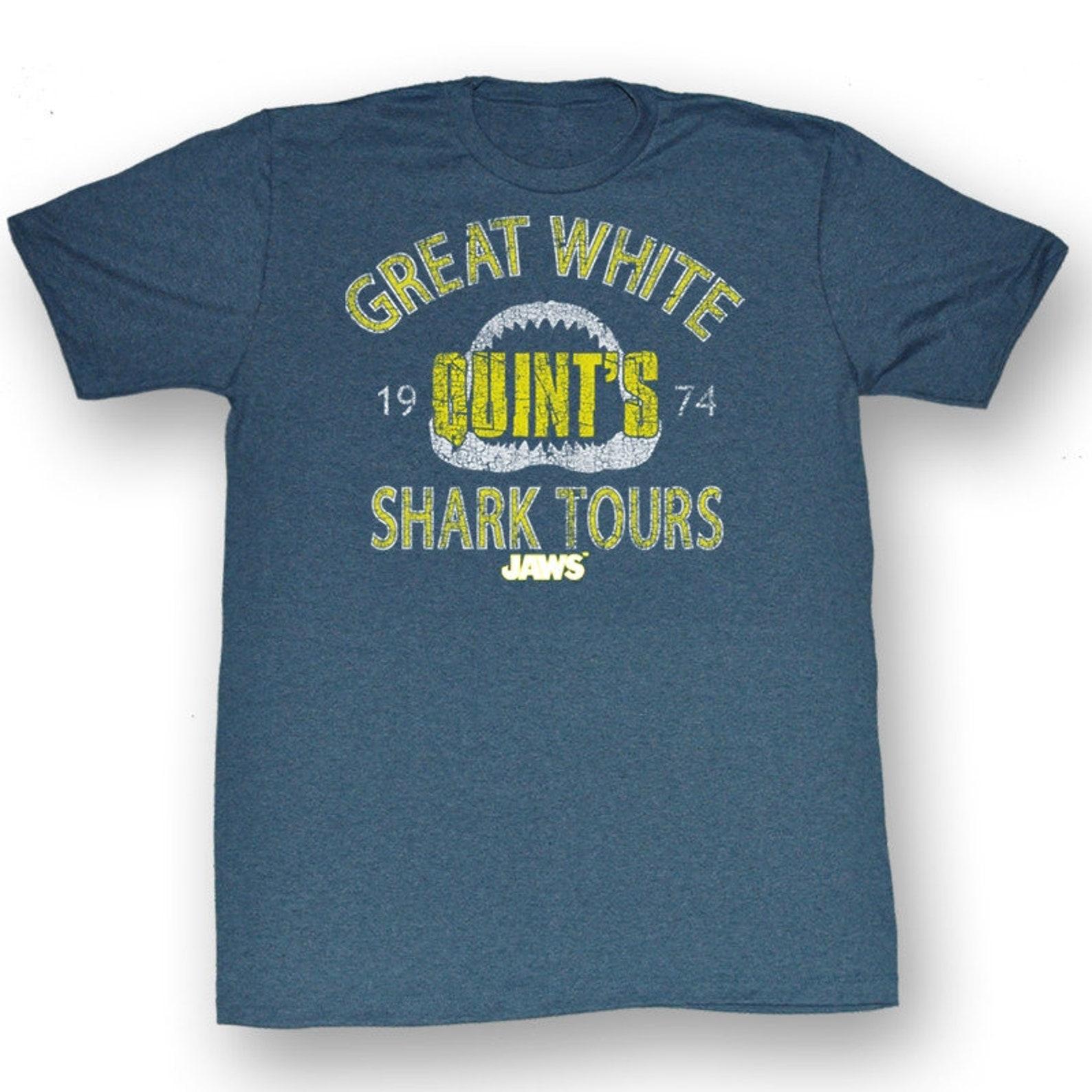 Jaws Shark Tour Pacific Blue Heather Adult T-Shirt 4XL
