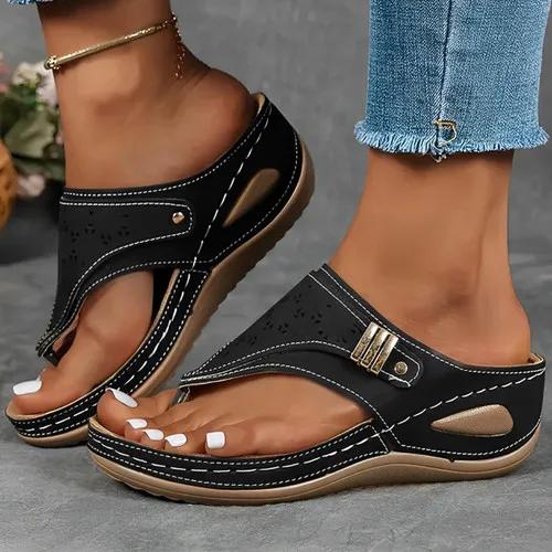 

Fashion Customizable Solid Color Women s Slippers Summer New Round Head Thick Bottom Hollow Outer Wear Human Character Des 36 чёрный