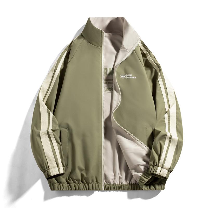 Reversible Jacket, Spring and Autumn New Style, Double-sided Jacket, Men's Stand-up Collar Striped Jacket