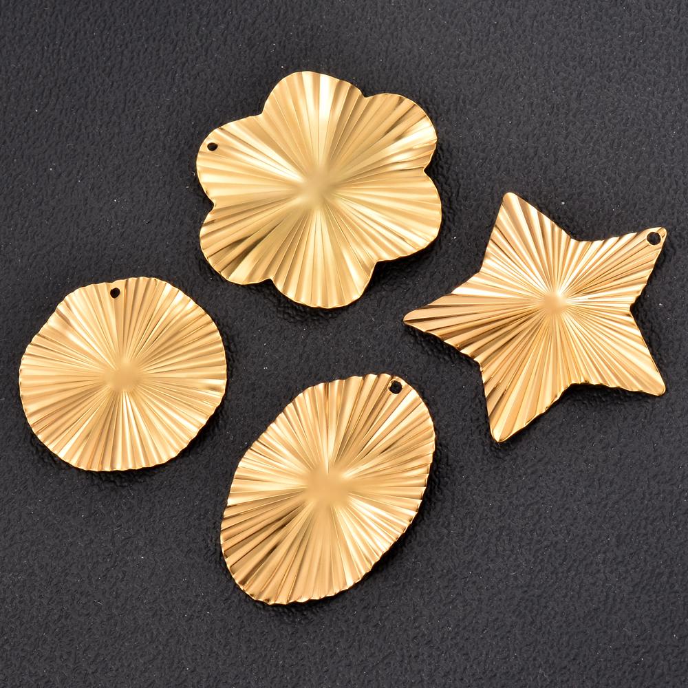 10PCS/lot Stainless Steel Gold Earring Findings Embossing Flower Link Connectors DIY Dangle Ear Wire Components Gold Earrings