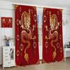 China Dragon Curtains   Asian Red Festive Lanterns Traditional Animals Windows Treatments   Thermal Insulation Rod Pocket Drapes f