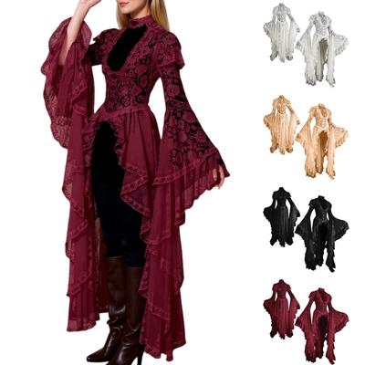 Damskie, codzienne, modne, długie rękawy, Halloween, grafika, nadruk, vintage, długie sukienki