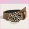 Punk Leather Edgy Belt With Butterfly Design And Rhinestone Decor For Casual