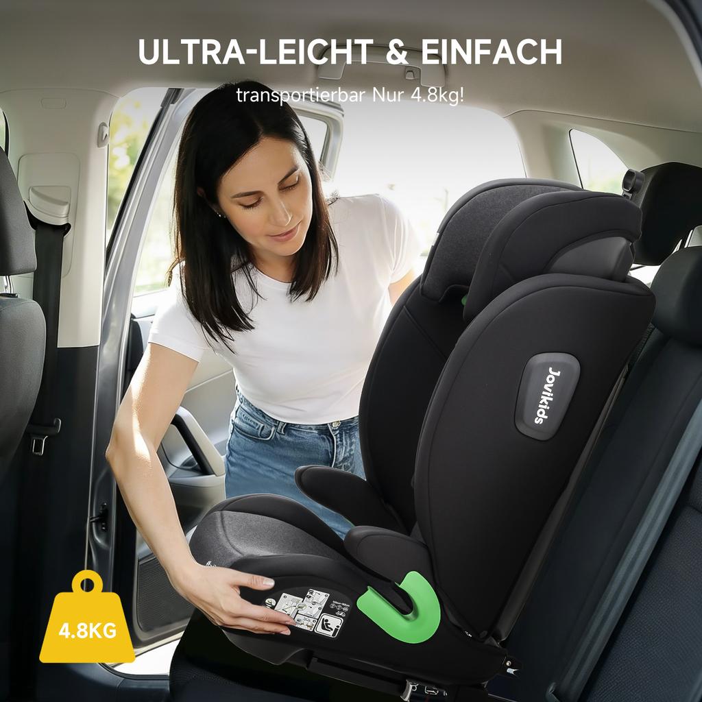 i-Size R129 Child Car Seat for 3.5 to 12 Years (100-150 cm), with Adjustable Backrest, Headrest, Side Impact Protection, Booster Seat (Black, ISOFIX)