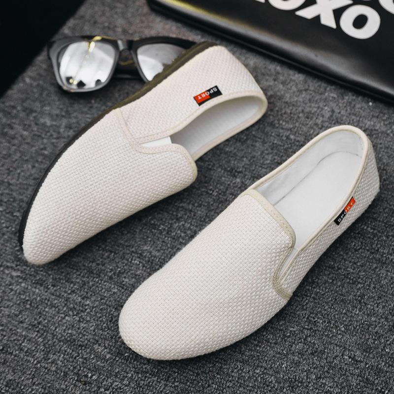 Sommer-Beanie-Schuhe, niedrig geschnittene Leinen-Schuhe aus lässigem Stoff, atmungsaktive lässige Fahrerschuhe