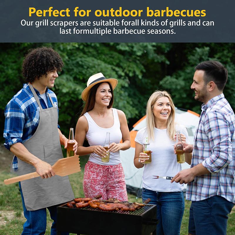 Bbq Grill Barbecue Cleaning Brush Wooden Shovel Brush Scraper Multifunctional Grill Net Oven Baking Tray Kitchen Cleaning Gadget