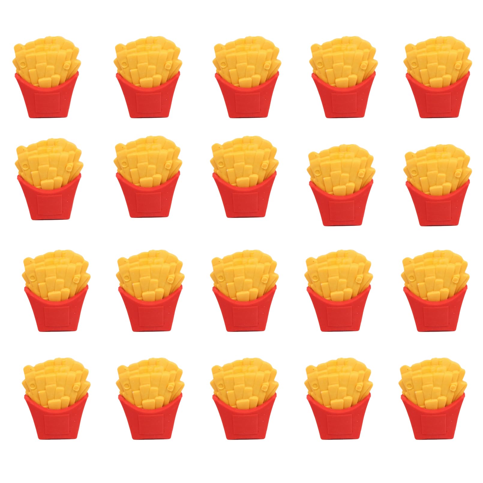Shandini Potato Fun Eraser Set French Fry Design Stationery for Gifts Set of 20 - - Kids, School, Prizes, -