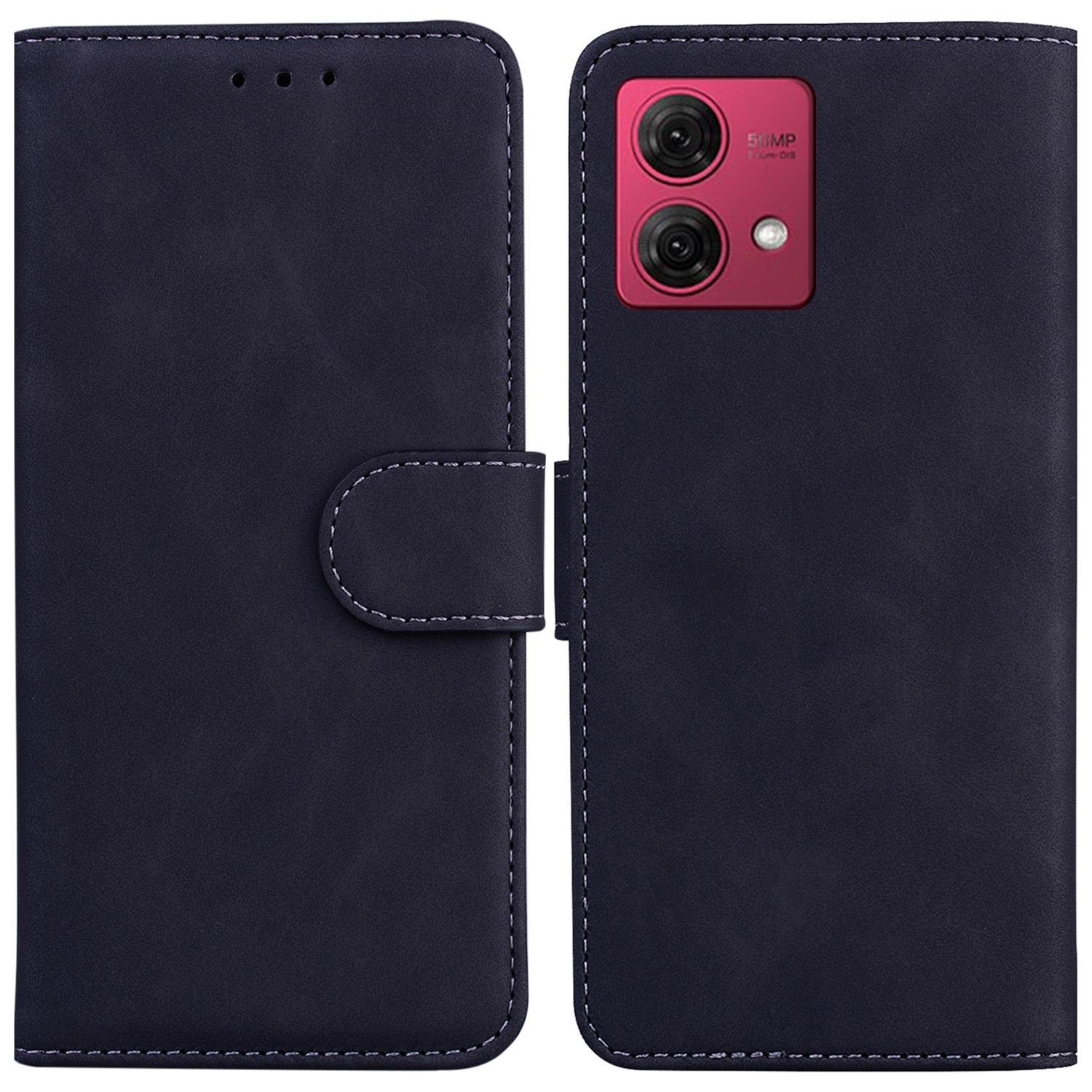 

Mobile Phone Shell for Motorola Moto G84 5G Case Solid Color Leather Phone Cover Wallet Black