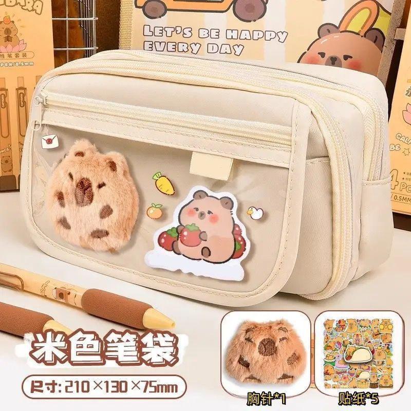 Capybara Pencil Case Large Capacity Multi-Layer Cute Stationery Bag for School Girls Kids Pen Pouch Organizer
