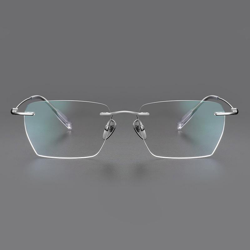 

Fashion Rimless Business Eyewear Ultra Light Pure Titanium Spectacle Big Size Luxur Glasses Men Optical Prescription Eyeglasses серебряный