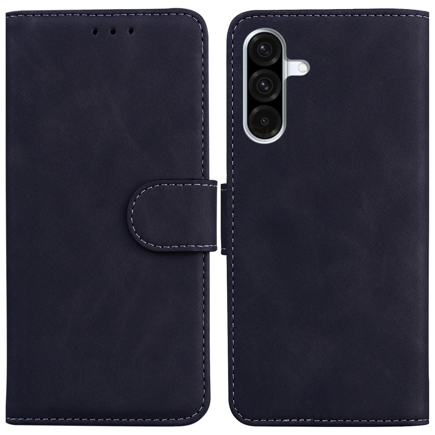 

For Samsung Galaxy A26 5G Case Solid Color Leather Wallet Phone Cover Black