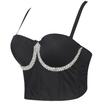 2024 Fashion Carnival Party Club Stage Dj Vest Short Prom Sexy Shiny Diamonds Pearls Bra Corset Top Women's Tops Camisole Tank Top