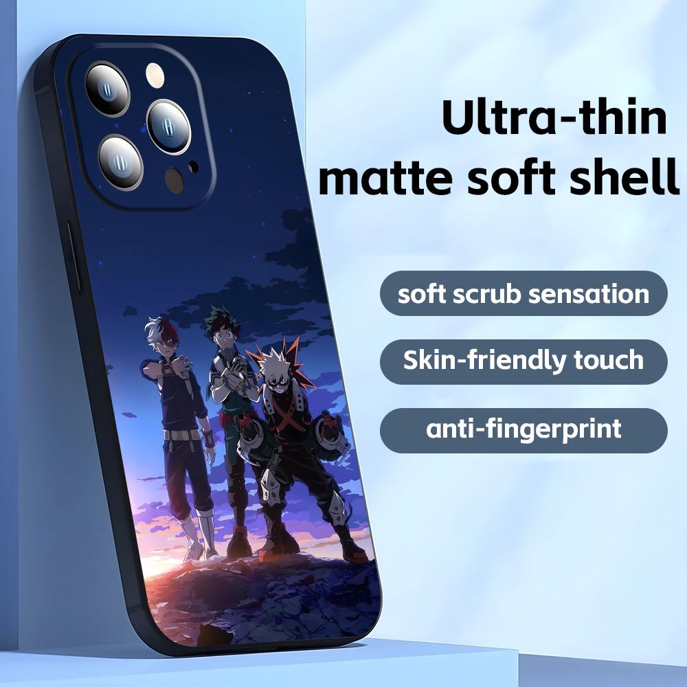 Phone Case For iPhone 16 16e 15 14 13 12 11 Plus Mini Pro Max Deku My Hero Academia  Soft black Shockproof Cover