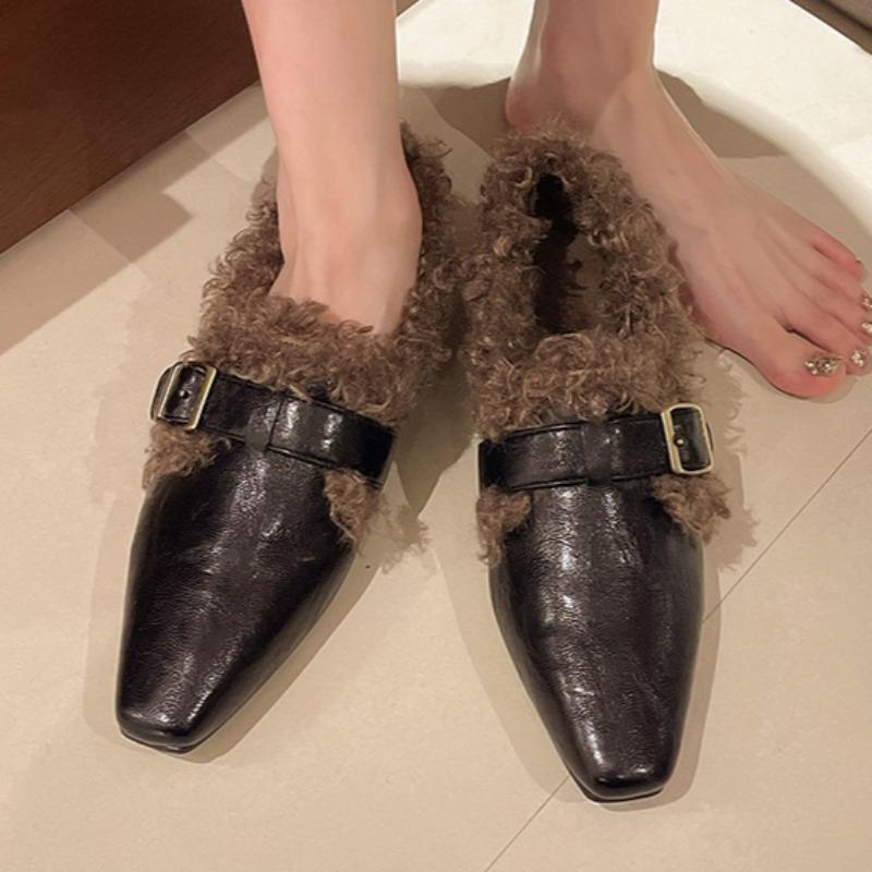 Women Fur Heeled Shoes 2025 Winter Fashion Comfortable Shoes Designer Classical New Trends Soft Pumps Snow Zapatillas De Mujer