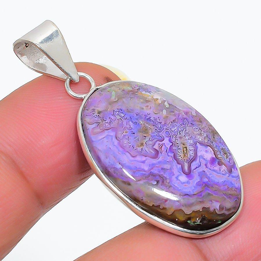 

Natural Laguna Lace Agate 925 Sterling Silver Jewelry Pendant 1.58 M8c79