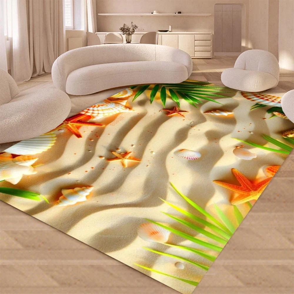 Starfish Beach Shell Sea Star Sand Carpet Rug for Living Room Bedroom Home Sofa Decoration Kids Play Non-slip Floor Mat INS