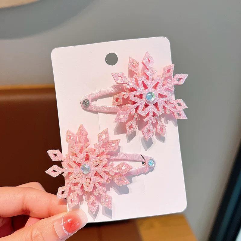 Shiny Children's Princess Snowflake Hair Clip - Versatile Duckbill Side Clip