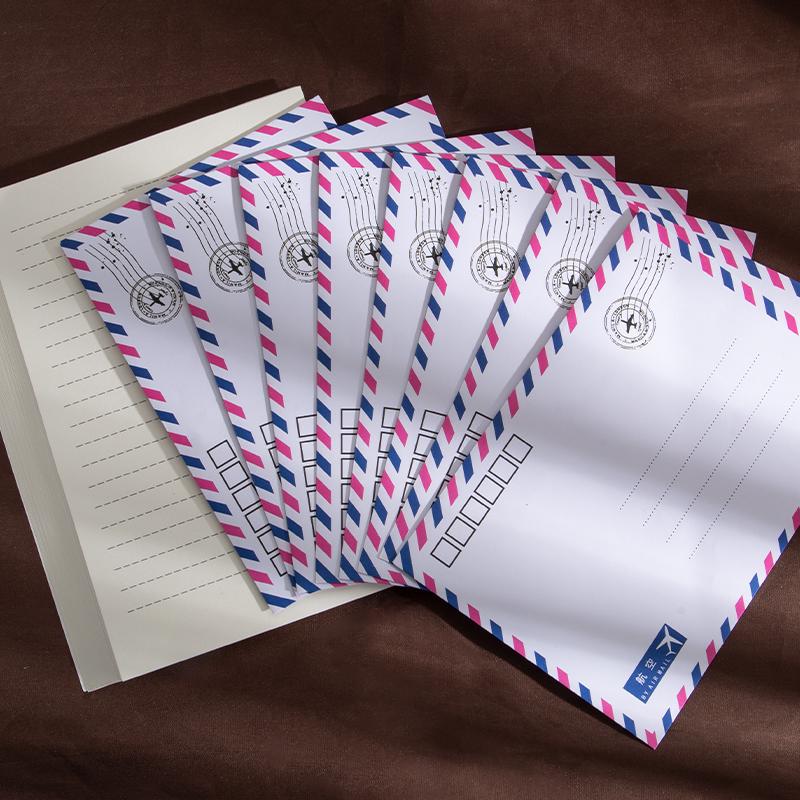 Kraft Paper Retro European Style Airmail Envelope & Stationery Set with Postcards and Greeting Cards In White