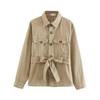 2024 Women's Winter Distressed Pocket Workwear Shirt Jacket - European & American Style Fashion