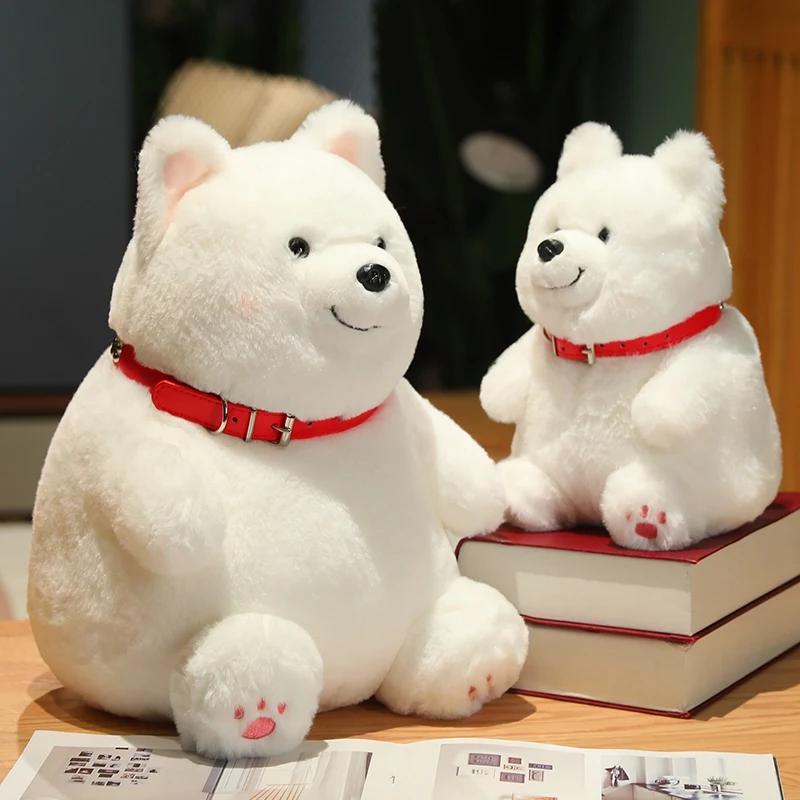 Kawaii Samoyed Plush Toy Stuffed Husky Dolls Lovely Chubby White Dog Puppy Doll Animals Simulation Kawaii Toy Birthday Gifts