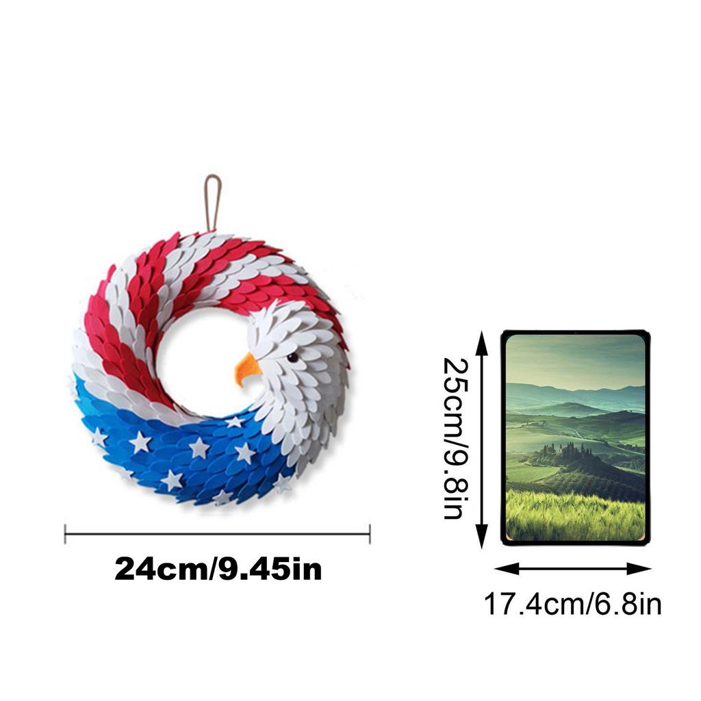 USA Independence Day Wreath, American Flag Patriotic  Wreath Front Door Decoration