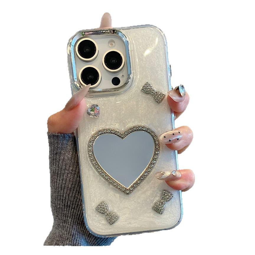 Heart Mirror Electroplated Frame Case for iPhone 17 & Apple 16 PROMAX (No Bracelet).