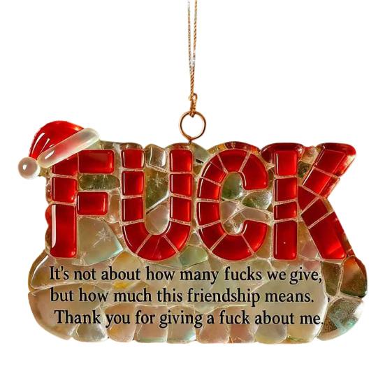 Yousheng Funny Friendship Christmas Ornament Letter Charm Humorous Friend Pendant with Hanging Cord Holiday Decor